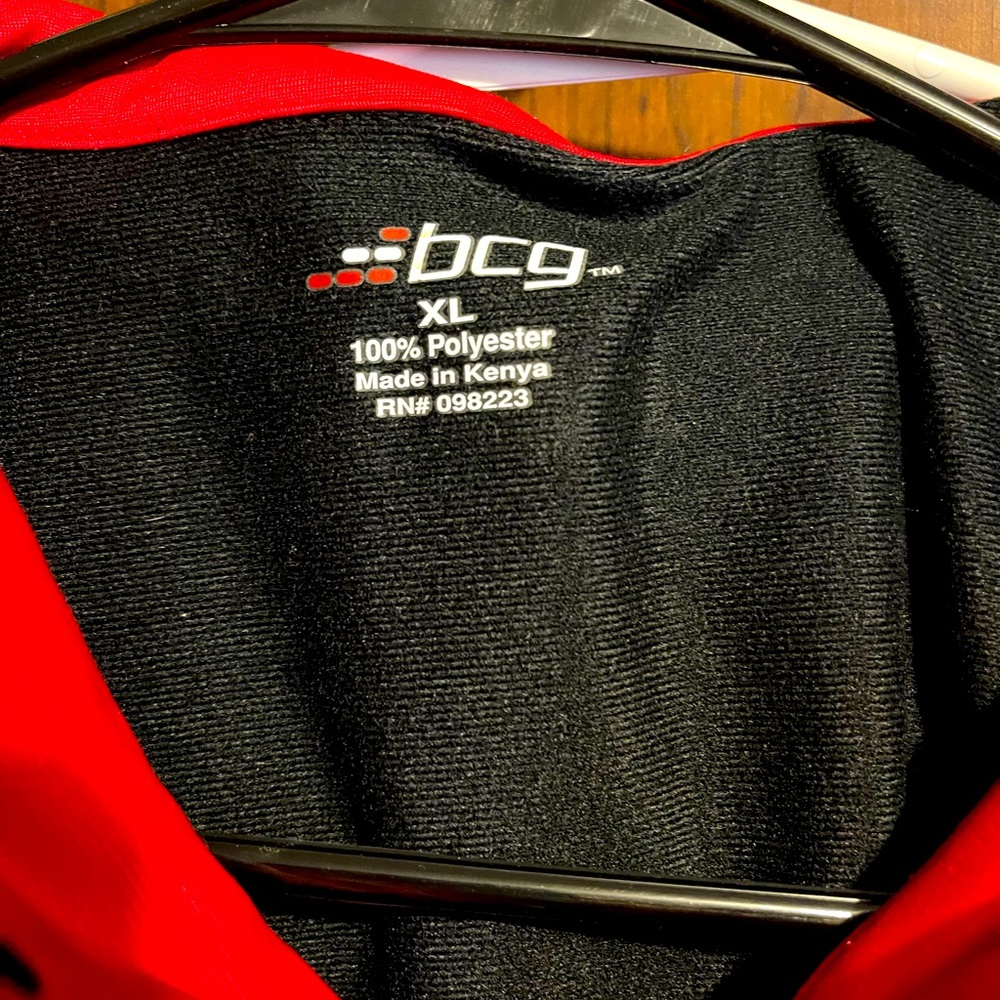 BCG XL red and black zip up light weight jacket